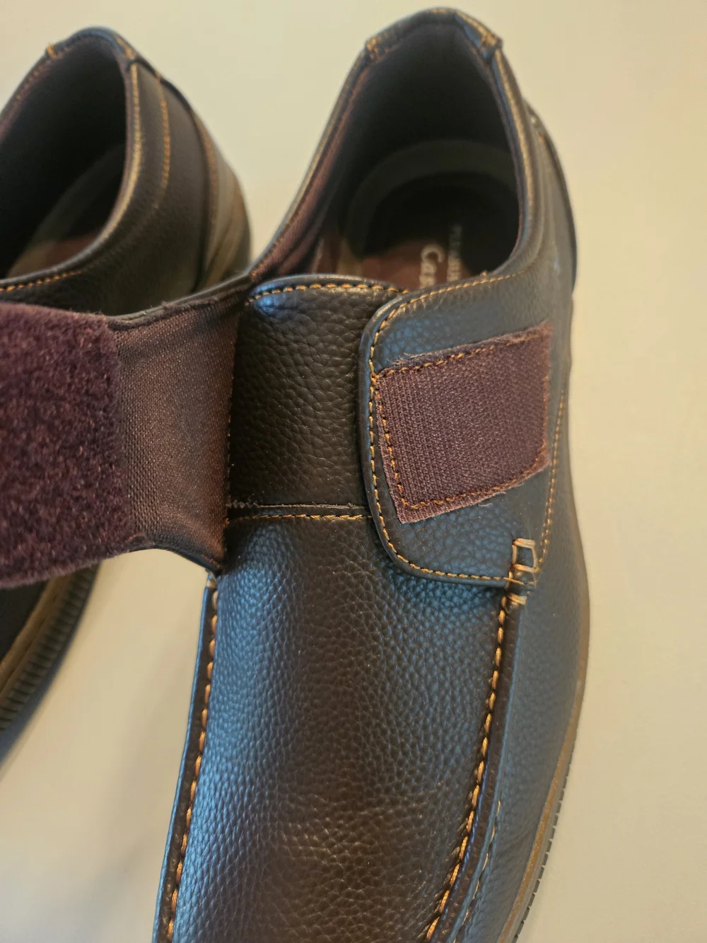 NEW Men's Dark Brown Slip-On Comfort Loafers with Hook & Loop Close Strap